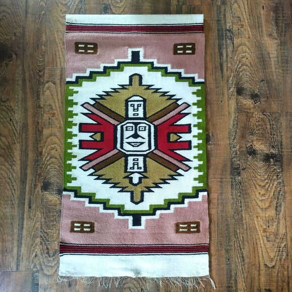 Tribal Wool Wall Art Indigenous Tapestry Wall Hanging 35.5"x19" Southwestern - Picture 1 of 2